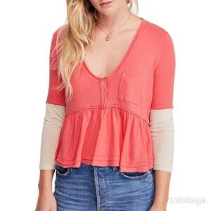 NWT Free People Women's Heart of Mine Colorblock Peplum Top size M